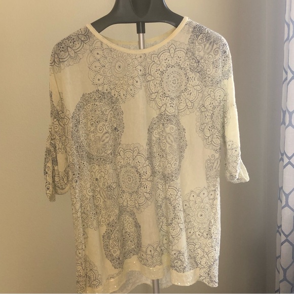 Short sleeve top, plus size, see photos, gathered sleeves, removable scarf - Picture 4 of 6